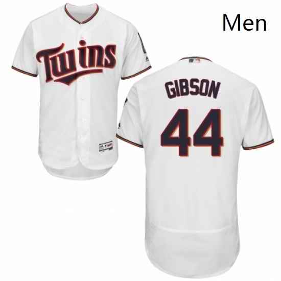 Mens Majestic Minnesota Twins 44 Kyle Gibson White Home Flex Base Authentic Collection MLB Jersey